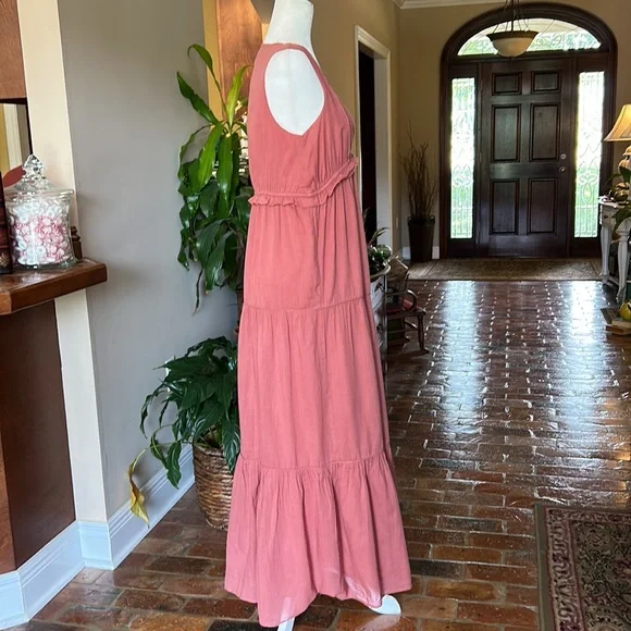 Rachel Zoe Boho V-neck Sleeveless Tiered Maxi Cotton Dress szS - Picture 8 of 13